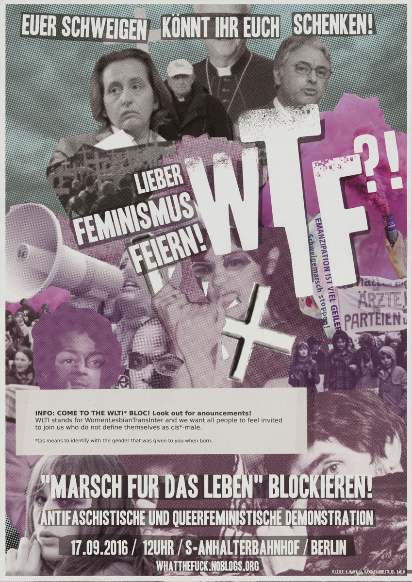 Collage zeigt Aufnahmen von Demonstratinnen und öffentliche Personen, die sich gegen Recht auf Abtreibung einsetzen