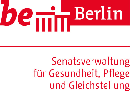Logo der Senatsverwaltung für Gesundheit, Pflege und Gleichstellung in Berlin zeigt roten Schriftzug 